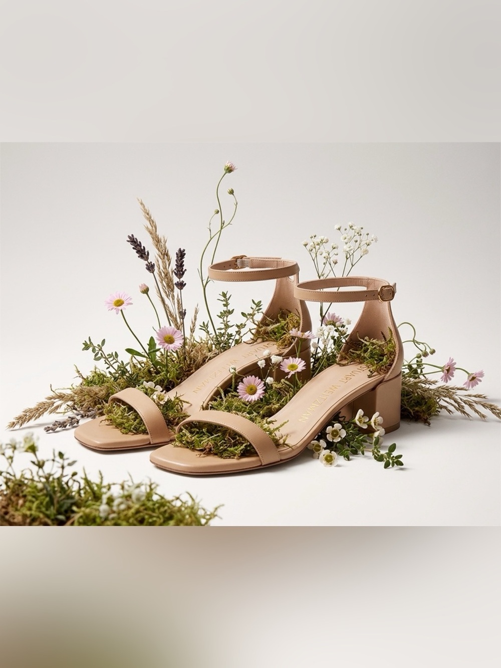 Stuart Weitzman Neutral Tan Block Heel Ankle-Strap Sandals - Picture 16 of 16